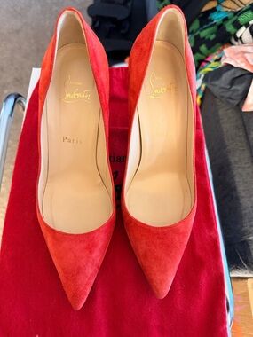 Christian Louboutin Red Suede Pointed Pumps